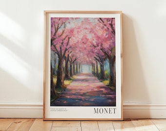 Claude Monet Cherry Blossom Print: Japanese Art Exhibition Poster