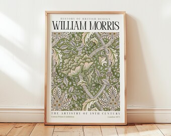 William Morris Acanthus-tryck: Vintage botanisk affisch, grön viktoriansk väggkonst, engelsk lövrullkonst