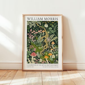 William Morris Vintage Pilz Kunst - Grüner Wald Poster - Fungi Botanische Drucke - Goblin - Raum Dekor - Blumen Wohn Dekor - Blumen Kunst