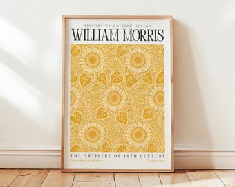 William Morris solrostryck: Vintage botanisk affisch, gul köksväggkonst, viktoriansk blomsterkonst