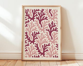 Henri Matisse Coral Poster: Modern Boho Print, Mid Century Wall Art, Pink Bedroom Wall Decor