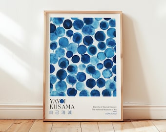 Yayoi Kusama Blue Dot Print: Japanese Poster, Abstract Decor, Living Room Art
