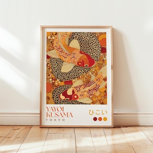 Yayoi Kusama Inspired Koi Fish Print: Modern Japanese Art