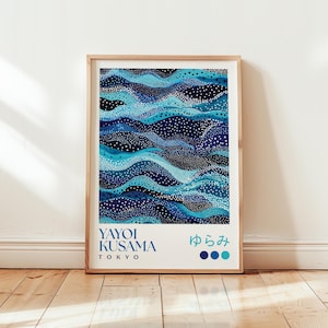 Impression d'art Yayoi Kusama Ocean Wave : affiche de mer abstraite japonaise