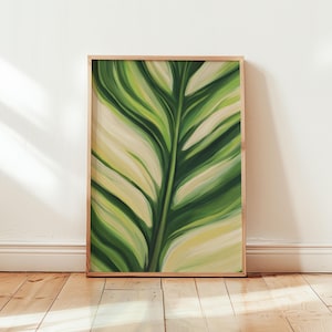 Art mural feuille verte Georgia O'Keeffe - affiche feuille moderne - Art minimaliste - impression plante d'intérieur - décoration de chambre crème - peinture botanique