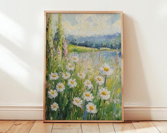 Claude Monet White Daisies Print: White Home Decor, Bedroom Wall Art, Impressionist Poster