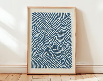 Henri Matisse Wavy Lines Poster: Blue Bedroom Wall Decor, Mid Century Print, Abstract Cut Out Art