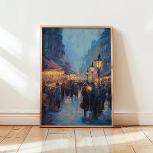 Claude Monet City Street Print - Rainy Night Painting - Market Wall Art - City Lights Decor - Living Room Poster - City Night Prints