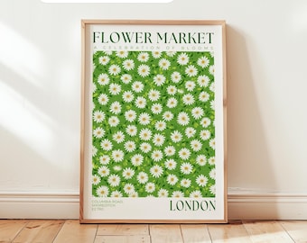 Flower Market Daisy Poster: London Wall Art, Floral Home Decor, Spring Blooms