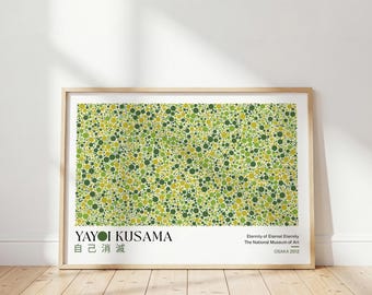 Yayoi Kusama prickigt tryck: Japansk prickig poster, grön väggkonst, abstrakt köksdekor