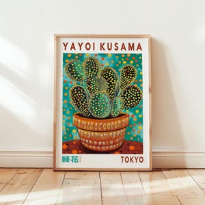 Yayoi Kusama Zimmerpflanzen Poster - Kaktus Wandkunst - Natur Poster - Kusama Druck - Moderne Schlafzimmer Kunst - Sukkulente Raumdekoration - Japanische Kunst