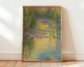 Claude Monet Water Lilies Print: Impressionist Art, Oil Painting Home Decor, Gold Poster