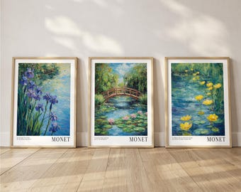 Monet Water Lily Prints Set: Impressionist Floral Wall Art