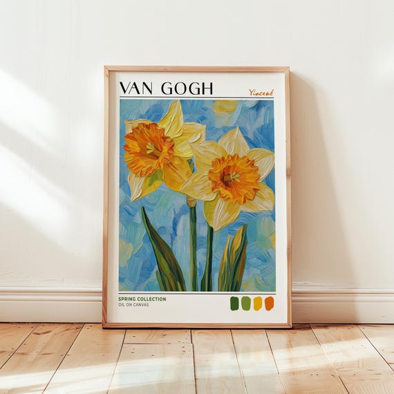 Van Gogh Daffodils Art Print: Yellow Floral Botanical Poster - Etsy