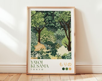 Yayoi Kusama Green Forest Print - Japanese Poster - Abstract Tree Wall Art - Modern Floral Prints - Botanical Home Decor - Green Nature Art