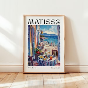 Cuadro de Henri Matisse "Comedor junto al mar" - Lámina artística francesa - Arte mural costero - Póster con vista al mar - Decoración de verano - Póster de vacaciones