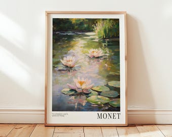 Claude Monet Water Lily Print: Impressionist Floral Wall Art