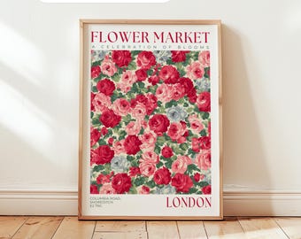 Flower Market Print: London Travel, Floral Home Decor, Botanical Art