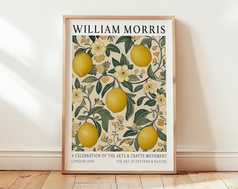 Estampado de limón de William Morris: Decoración del hogar amarilla de estilo vintage