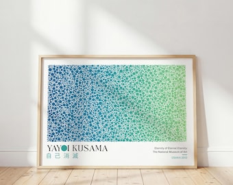 Yayoi Kusama Eternity Polka Dot Print: Green Blue Art, Osaka Museum, Modern Japanese