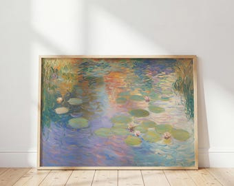 Claude Monet Water Lilies Print: Landscape Art, Impressionist Wall Decor, Lilac Poster