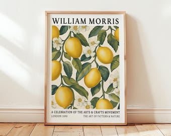 Estampado de limón de William Morris: Arte botánico vintage para la cocina