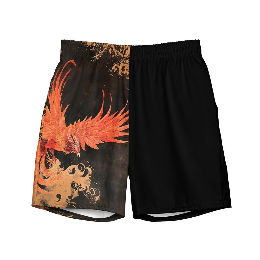 Traditional Japanese Pattern Swim Trunks - FOUR GODS SUZAKU - Etsy