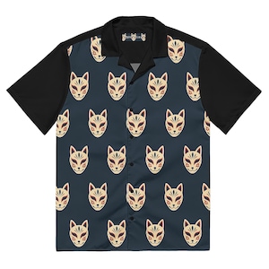 Traditional Japanese Pattern Button-Up Shirts &quot;NEO KIMONO Kitsune(fox)&quot;