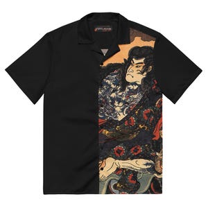 Traditional Japanese Pattern Button-Up Shirts &quot;KUMONRYU SHISHIN - Ukiyoe&quot;