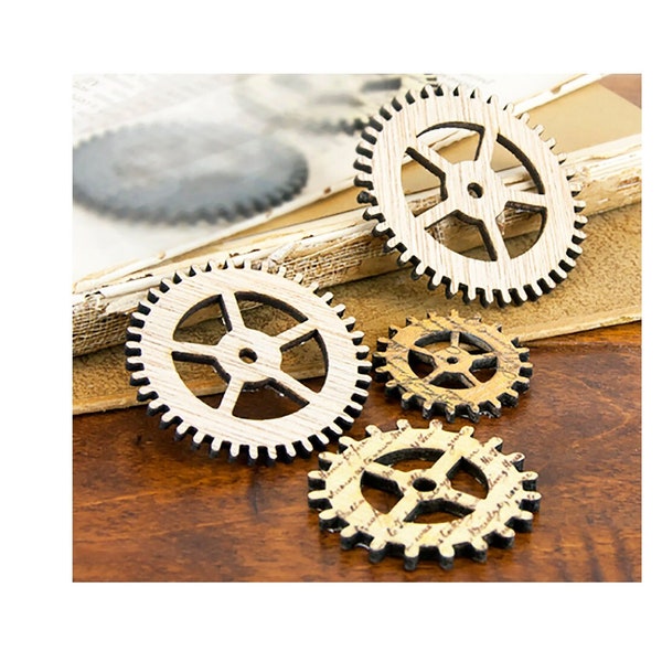 Prima, Wood Gears, Wood Embellishments, Wheels Wood, Get it Going, Industrial, Steampunk Embellishments, Wooden Cogs, Rolling Along