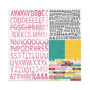 Histoires simples, Tellement chic, Autocollants alphabet, Papier cartonné autocollant, Feuille d'autocollants 12 pouces, Autocollants phrases, Mots autocollants, Tellement doux, Lettres roses