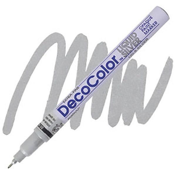 DecoColor, Paint Marker, Liquid Silver Ink, Silver Ink, Opaque Marker, Permanent Marker, Oil Based Paint Marker, Extra Fine Point