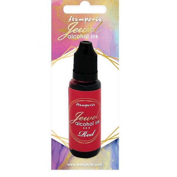 Stamperia, Encre à alcool bijou, 18 ml, Encre à alcool rouge, Encre à alcool rouge cerise, Encre rouge vif, Encre à alcool rouge festive