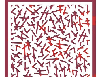 Trävaror, Schablon 15 cm, Streckad, Crazy Dashes Schablon, Blandade linjer, Korsade linjer, Bakgrundsschablon, Explosionsschablon. Kaboom! Schablon