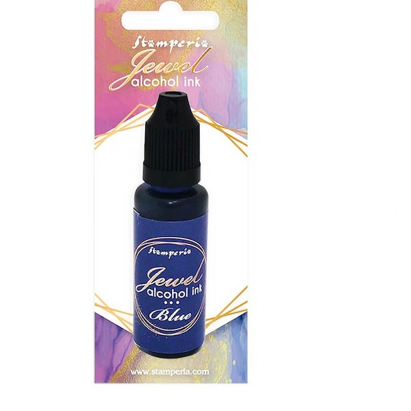 Stamperia, Encre à alcool Jewel, 18 ml, Encre à alcool bleue, Encre à alcool bleu marine, Encre à alcool bleu foncé, Encre bleu saphir