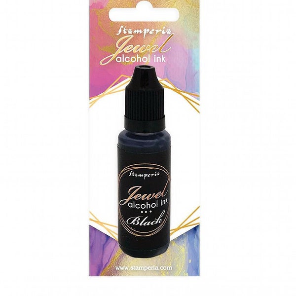 Stamperia, Encre à alcool Jewel, 18 ml, Encre à alcool noire, Encre à alcool noir de jais, Encre à alcool noire