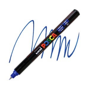 Posca Markers, Paint Marker, Blue Paint, 1MR Extra Fine, Ringed in Metal Bullet Tip, Opaque Ink, Acrylic Paint Pen, Permanent Ink