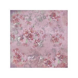 FabScraps, Heritage Collection, Dusty Rose Floral 2 pages, 20 x 20 cm, papier cartonné Fleurs, recto, grunge, effet vieilli, vintage, rose, vin