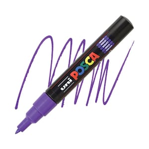 Posca Markers, Paint Marker, Violet Paint, 1M Extra Fine Tip, Opaque Ink, Acrylic Paint Pen, Permanent Ink, Smooth Flow, Art Pen, Purple