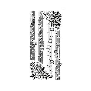 Vraiment super pochoirs, pochoir fleurs notes de musique, 5,8 x 9,8 po, arbre, arrière-plan, superposition, musique vintage, partitions, coin, floral