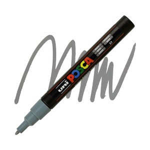 Posca Markers, Paint Marker, Gray Paint, 3M Fine Tip, Opaque Ink, Acrylic Paint Pen, Permanent, Smooth Flow, Grey Paint Pen