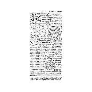 Puede incluir: Un diseño rectangular en blanco y negro con varios sellos, texto manuscrito y una gran letra "B". El diseño incluye el texto "JOURNAL CETP", "WEEKLY TICKET" y el número "62479".