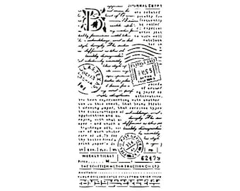 Really Great Stencils, Vintage Script, Old Type Stencil, 4.7x9.7", Background, Layering, Vintage Postage, Postmark, Distressed, Text