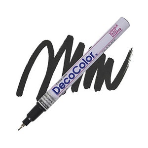 DecoColor, Paint Marker, Black Ink, Extra Fine Point, Black Paint Pen, Opaque Marker, Permanent Marker, Oil Based Paint Marker, Gloss Paint