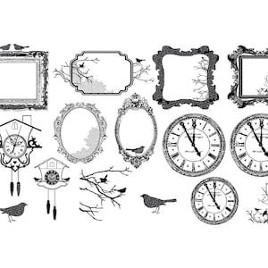 Kaisercraft, 13th Hour, Clock Embellishments, Acetate Shapes, Transparent Shapes, Vintage Frames, Cuckoo Clocks, Corvid Birds, Crows, Mirror