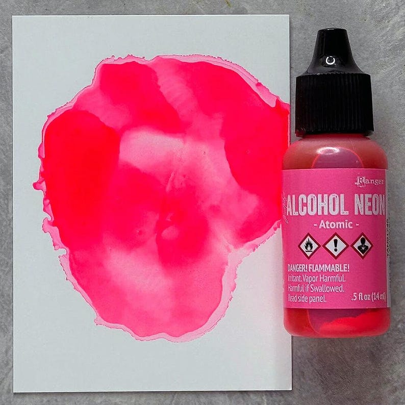 Ranger, Tim Holtz, Alcohol Ink, Neon Full Set, 8 Colors, .5 fl oz, Bright, Vibrant, Luminous, Fluorescent Alcohol Ink