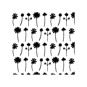 Carta Bella, Flowers Stencil, Wildflower Stems, 6x6", Rows of Flowers, Lined Up Flowers, Background, Layering, Whimsical Blooms