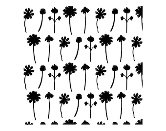 Carta Bella, Flowers Stencil, Wildflower Stems, 6x6", Rows of Flowers, Lined Up Flowers, Background, Layering, Whimsical Blooms