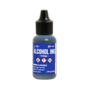 Ranger, Tim Holtz, Tinta de alcohol, Tinta de alcohol índigo, 0.5 fl oz, Tinta de alcohol azul, Tinta de alcohol azul marino