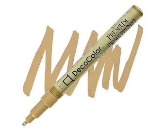 DecoColor, Paint Marker, Premium Gold Ink, Leafing Tip, 2mm, Opaque Marker, Rich Gold Finish, Permanent Marker, Oil Based, Rich Leaf.